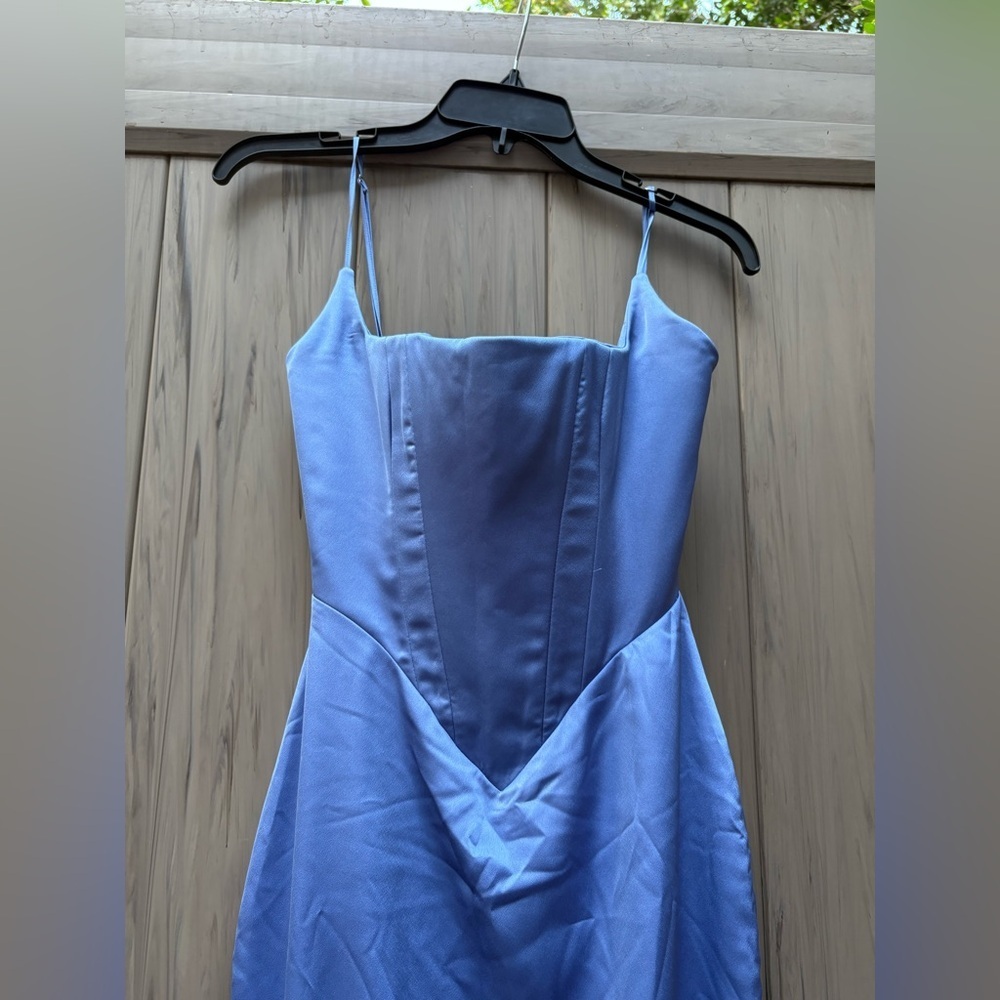 House of CB 'Olivette' Periwinkle Satin Corset Maxi Dress - Picture 6 of 10